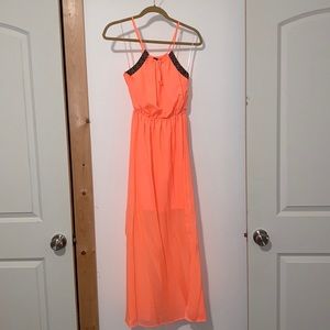 Rue21 Neon Peach Aztec Dress